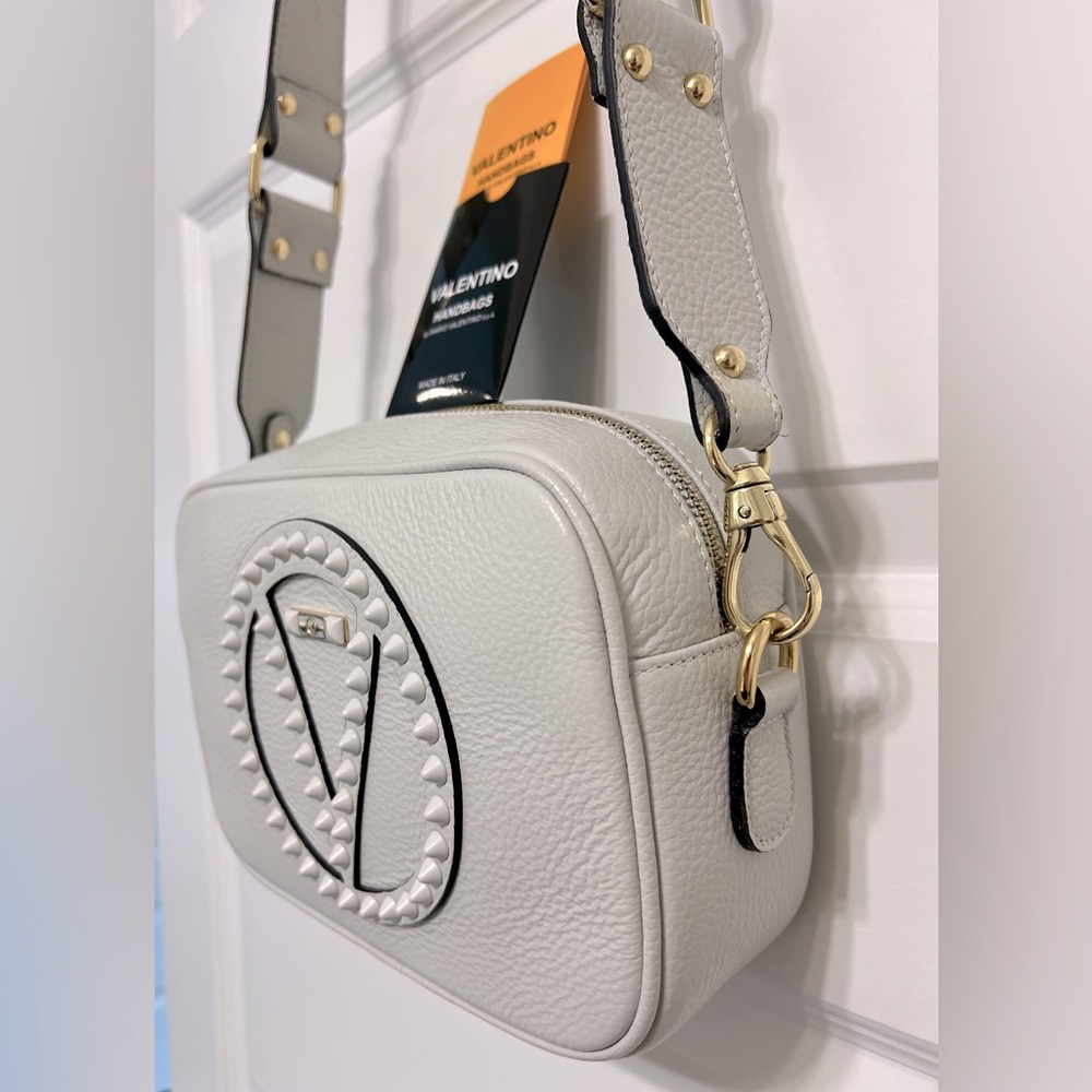 Valentino By Mario Valentino Mia
Leather Crossbody, Grey , NEW
